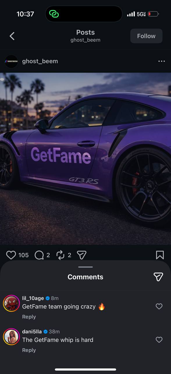An Instagram post with comments from two verified accounts